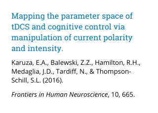Mapping the parameter space of tDCS and cognitive control via manipulation of current polarity and intensity.