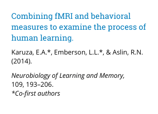 Combining fMRI and behavioral measures to examine the process of human learning.